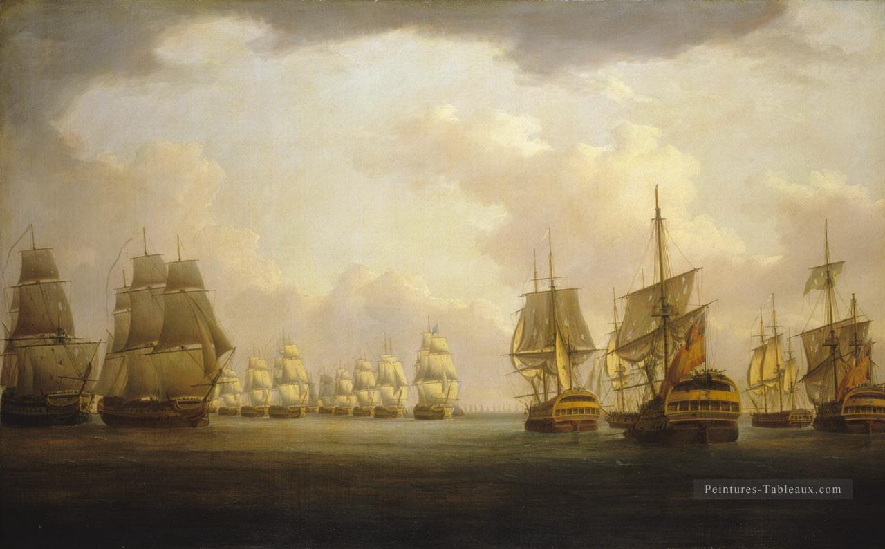 Bataille du Cap Finisterre Batailles navales Peintures à l'huile
